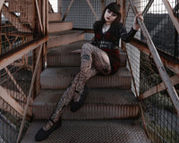 F3311L Black Mesh Web Viva Low Mary Jane