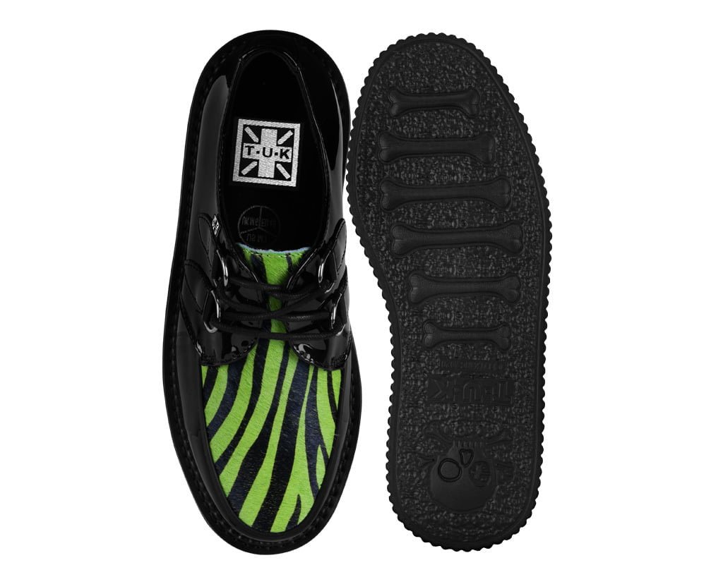 Black Patent Green Zebra Hair Stratocreeper - T.U.K.S3472-03