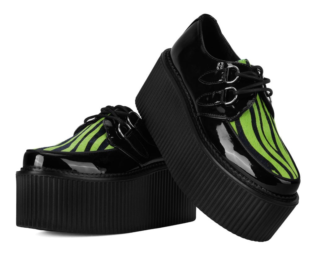 Black Patent Green Zebra Hair Stratocreeper - T.U.K.S3472-03