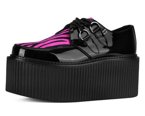 Black Patent Pink Zebra Hair Stratocreeper - T.U.K.S3473-03