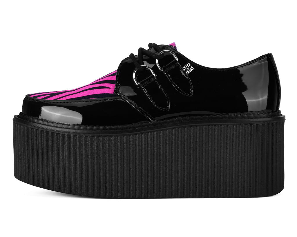 Black Patent Pink Zebra Hair Stratocreeper - T.U.K.S3473-03