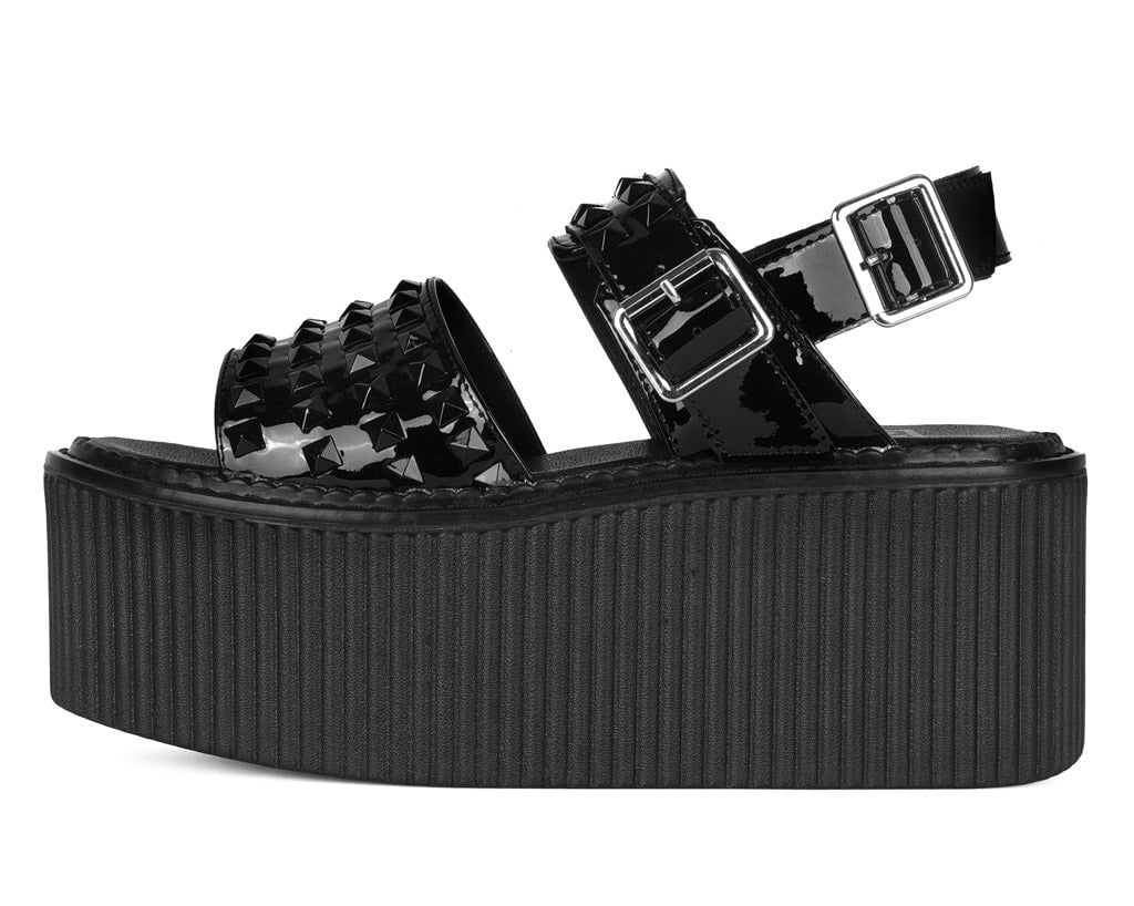 S3382L Black Patent Studded Strato Sandal