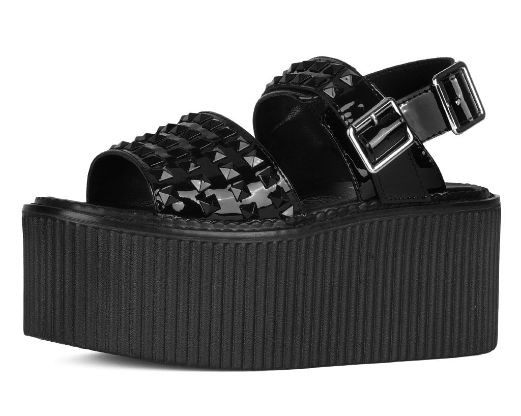 S3382L Black Patent Studded Strato Sandal