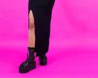 S3382L Black Patent Studded Strato Sandal