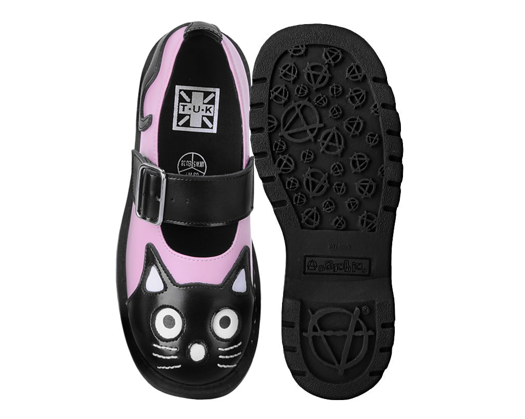 T2344 Black & Pink Kitty Mary Jane