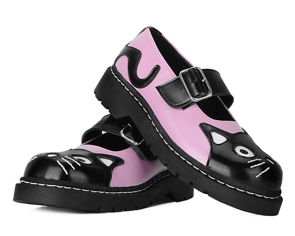 T2344 Black & Pink Kitty Mary Jane