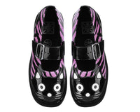 T2365 Black & Pink Zebra Kitty Mary Jane