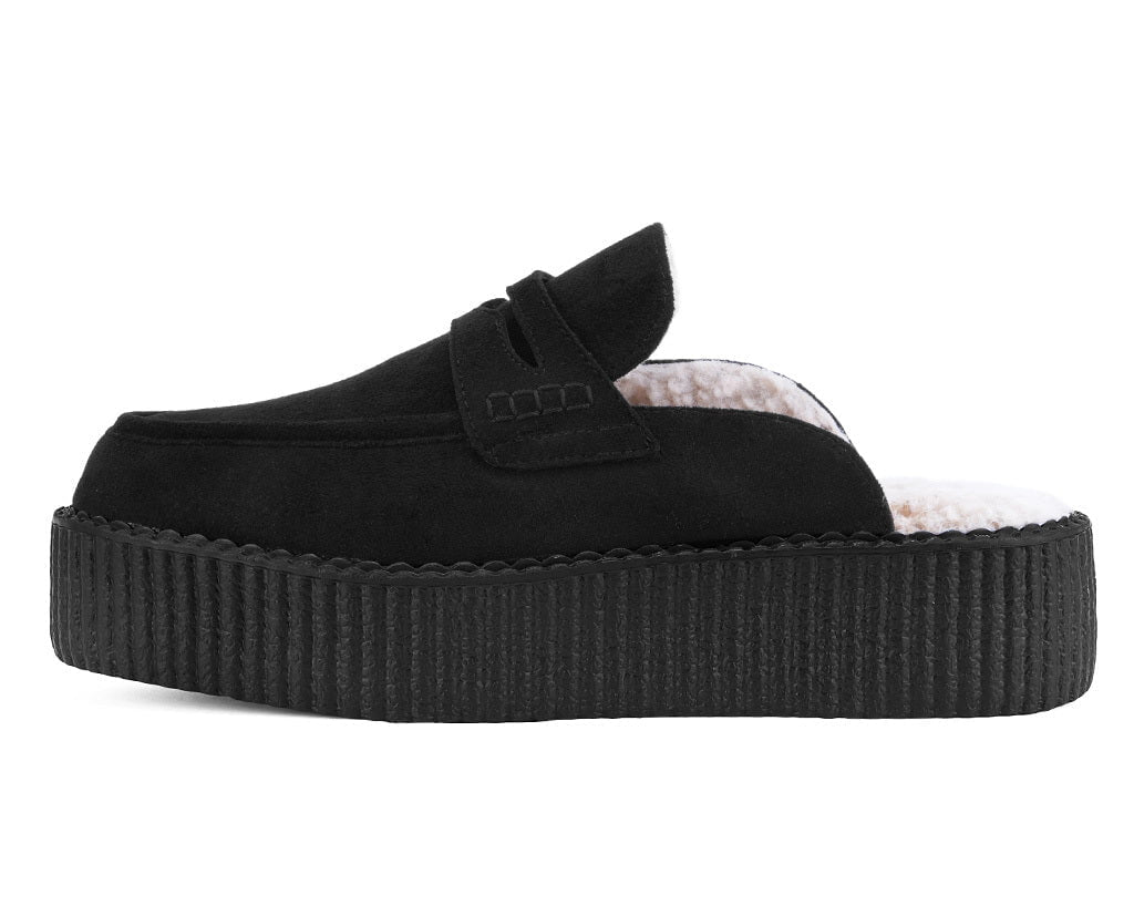 V3442 Black Plush Lined Creeper Mule