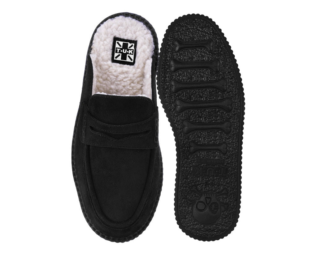 V3442 Black Plush Lined Creeper Mule