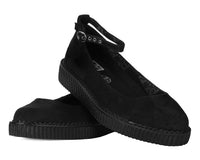 A9416L Black Pointed Ballet Ankle Strap Creeper
