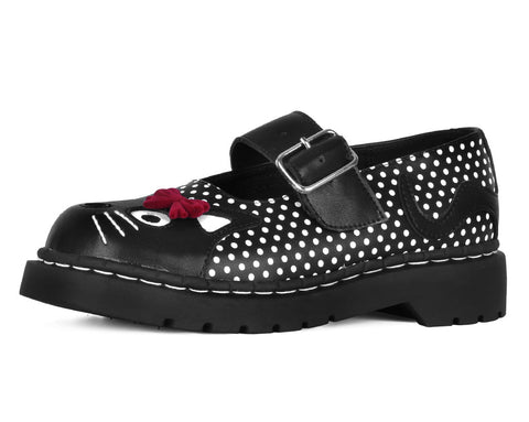 Black Polka Dot Kitty Mary Jane - T.U.K.T2353-05