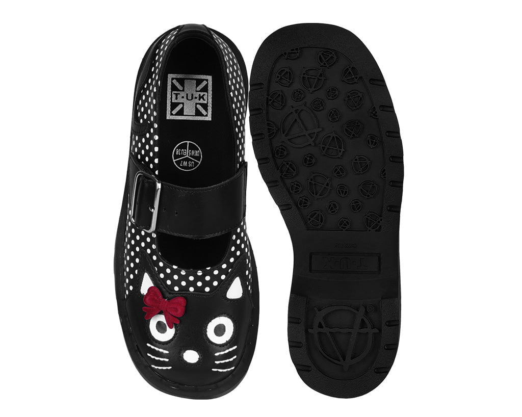 T2353 Black Polka Dot Kitty Mary Jane