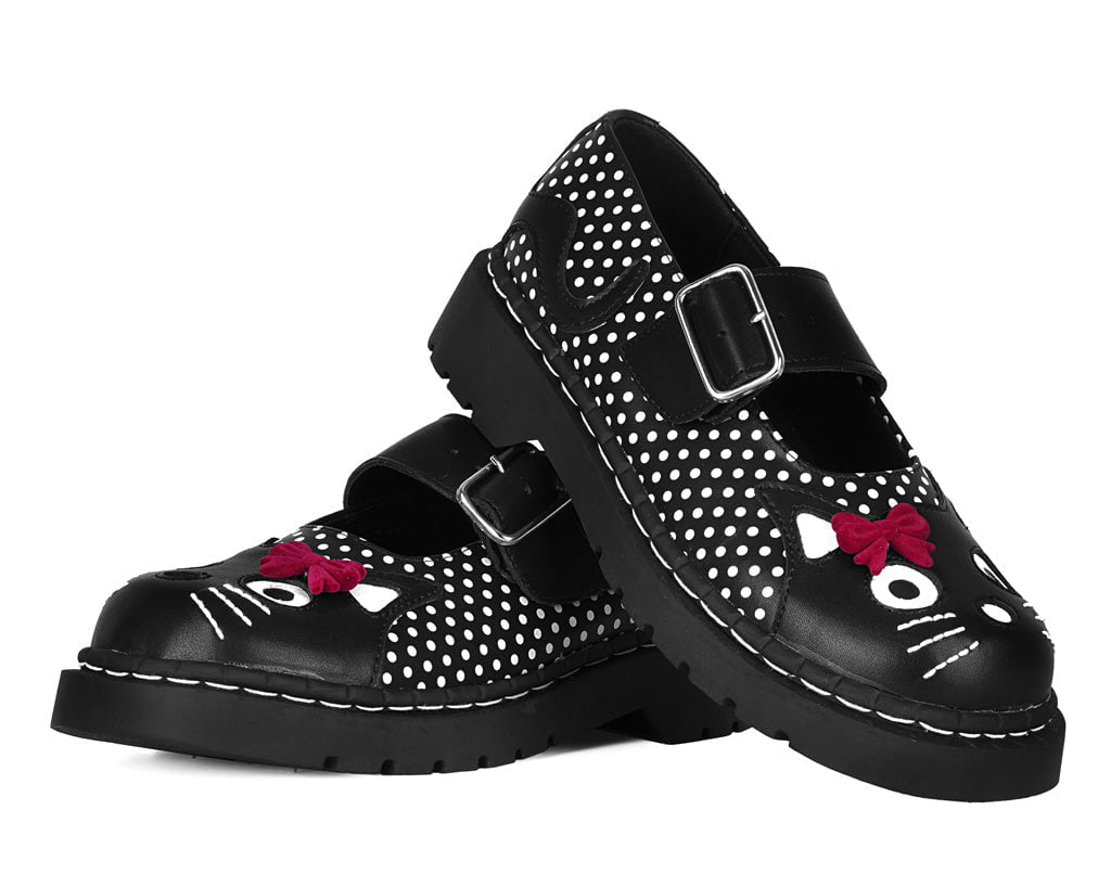 T2353 Black Polka Dot Kitty Mary Jane