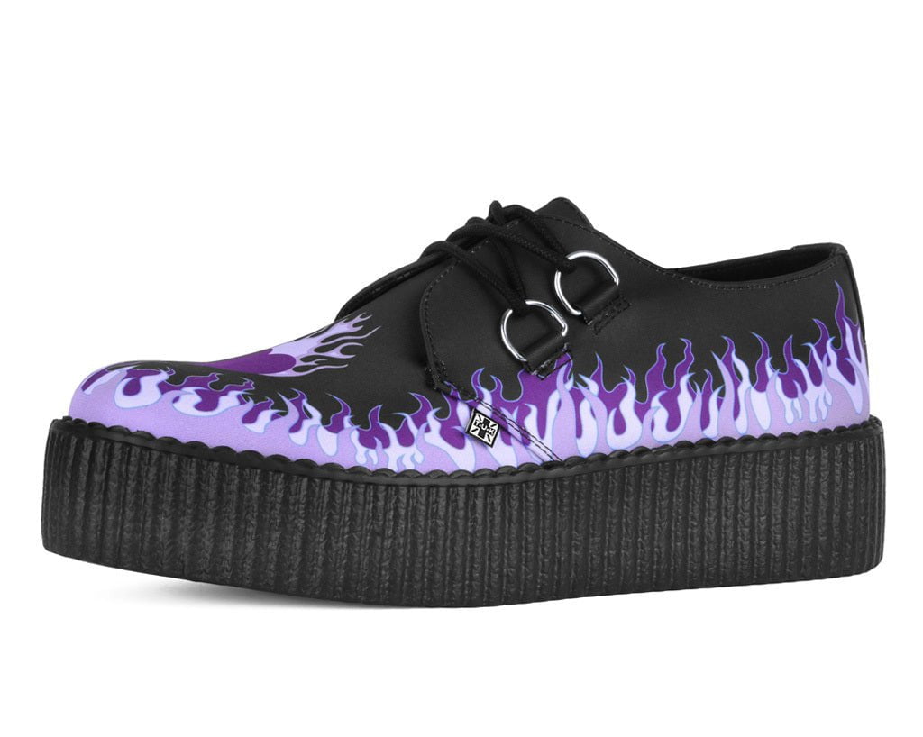 Black & Purple Flaming Heart Viva Mondo Creeper - T.U.K.V3409-03