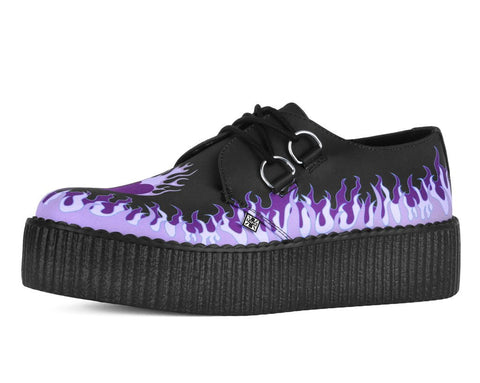Black & Purple Flaming Heart Viva Mondo Creeper - T.U.K.V3409-03