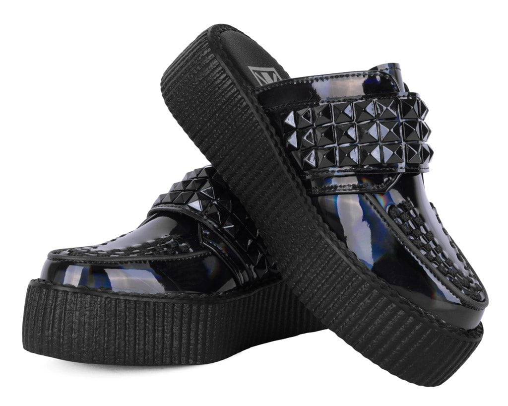 V3261L Black Rainbow Haze Studded Creeper Mule