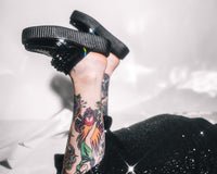 V3261L Black Rainbow Haze Studded Creeper Mule