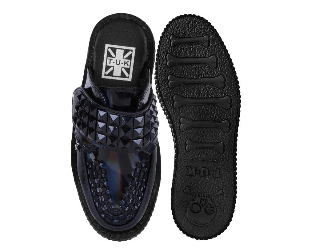 V3261L Black Rainbow Haze Studded Creeper Mule
