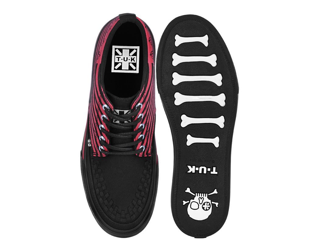 A3403 Black & Red Anarchy Striped 5 Eye Sneaker