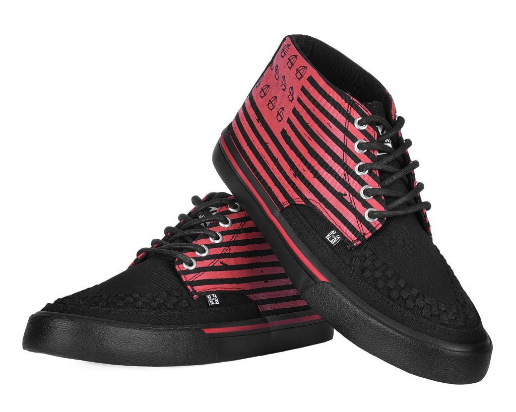 A3403 Black & Red Anarchy Striped 5 Eye Sneaker