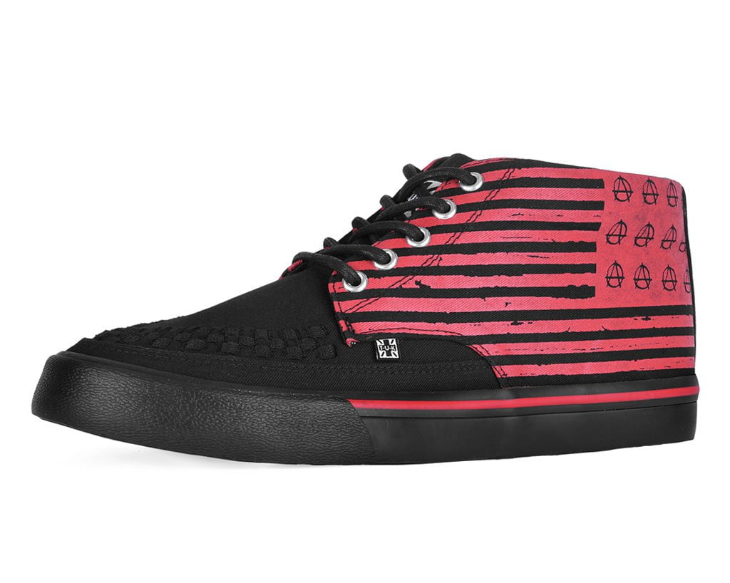 A3403 Black & Red Anarchy Striped 5 Eye Sneaker