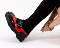 T2348 Black & Red Brogue Mary Jane