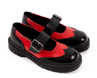 T2348 Black & Red Brogue Mary Jane