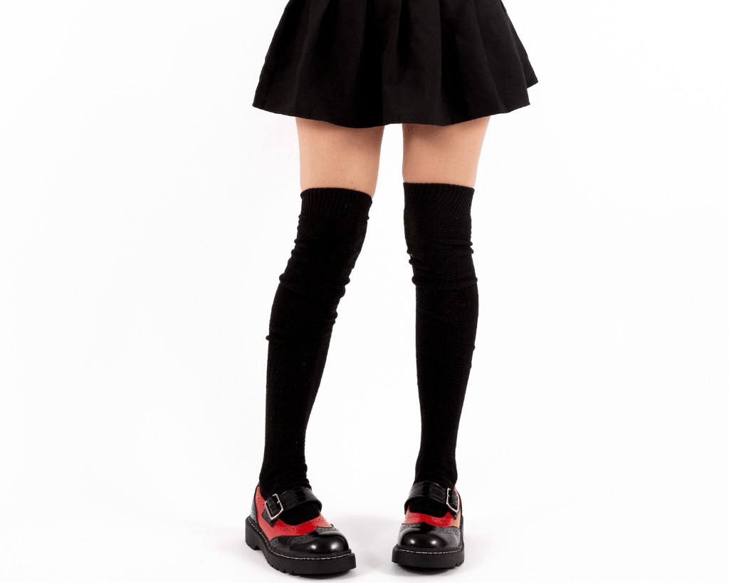 T2348 Black & Red Brogue Mary Jane