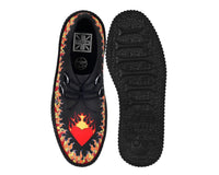 Black & Red Flaming Heart Viva Mondo Creeper - T.U.K.V3408-03
