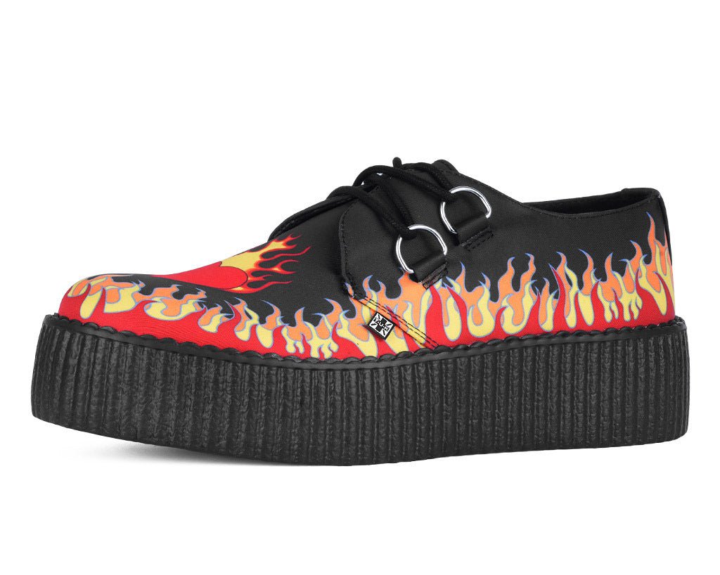 Black & Red Flaming Heart Viva Mondo Creeper - T.U.K.V3408-03