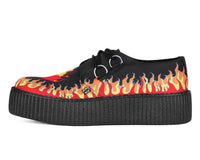 Black & Red Flaming Heart Viva Mondo Creeper - T.U.K.V3408-03