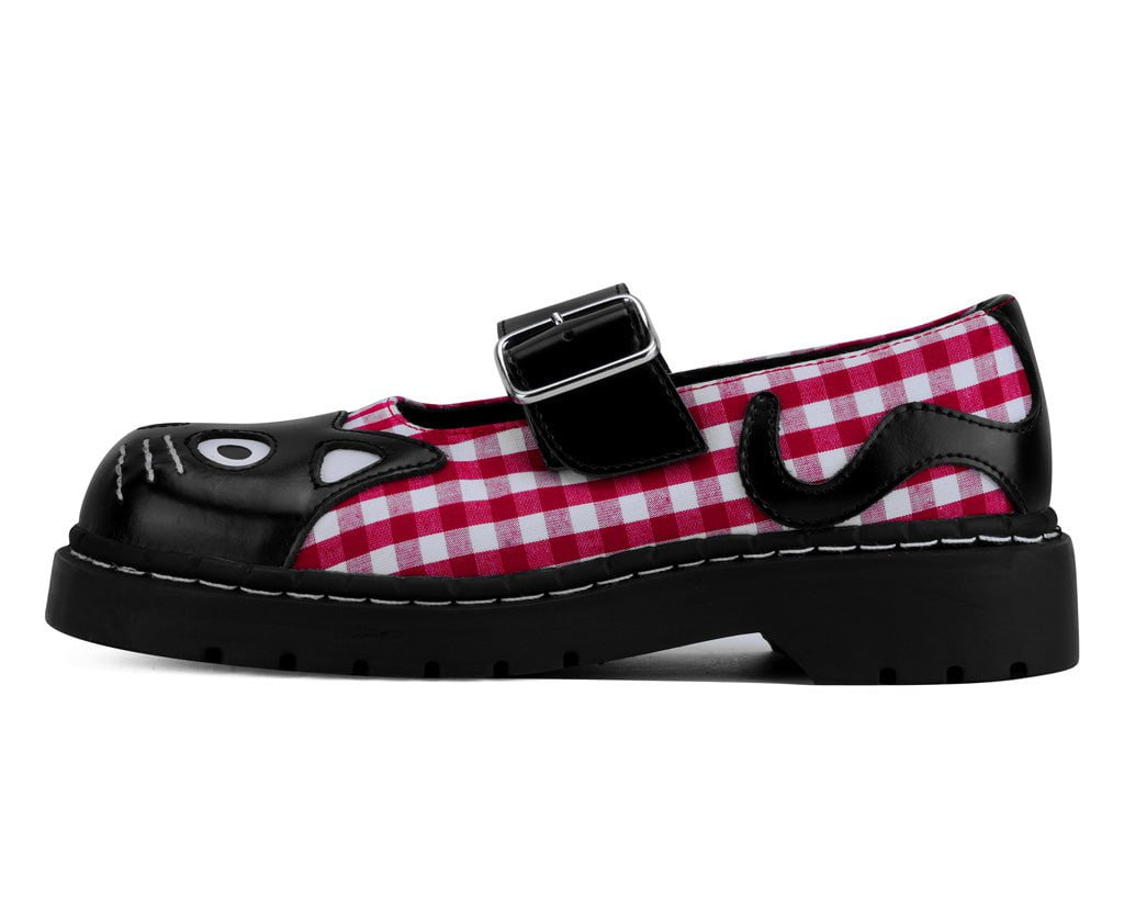 T2364 Black & Red Gingham Kitty Mary Jane