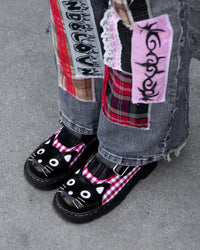 T2364 Black & Red Gingham Kitty Mary Jane