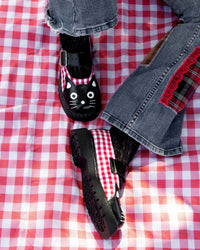 T2364 Black & Red Gingham Kitty Mary Jane
