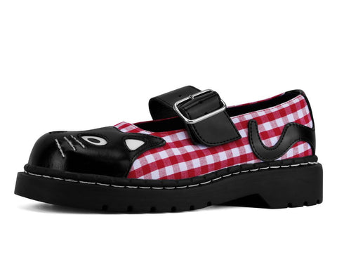 T2364 Black & Red Gingham Kitty Mary Jane
