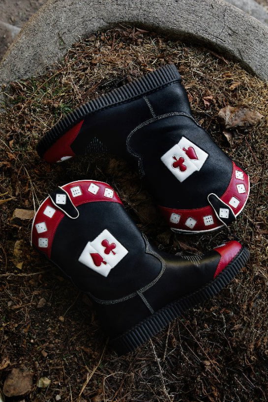 Black & Red Playing Cards Western Creeper Boot - T.U.K.A3440-03