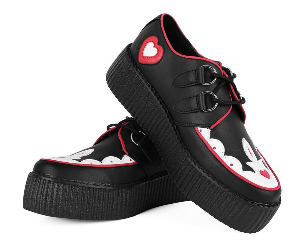 Black & Red Scallop Heart Viva Mondo Creeper - T.U.K.V3257-03