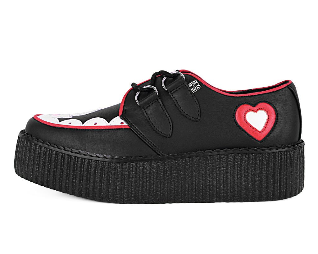 Black & Red Scallop Heart Viva Mondo Creeper - T.U.K.V3257-03