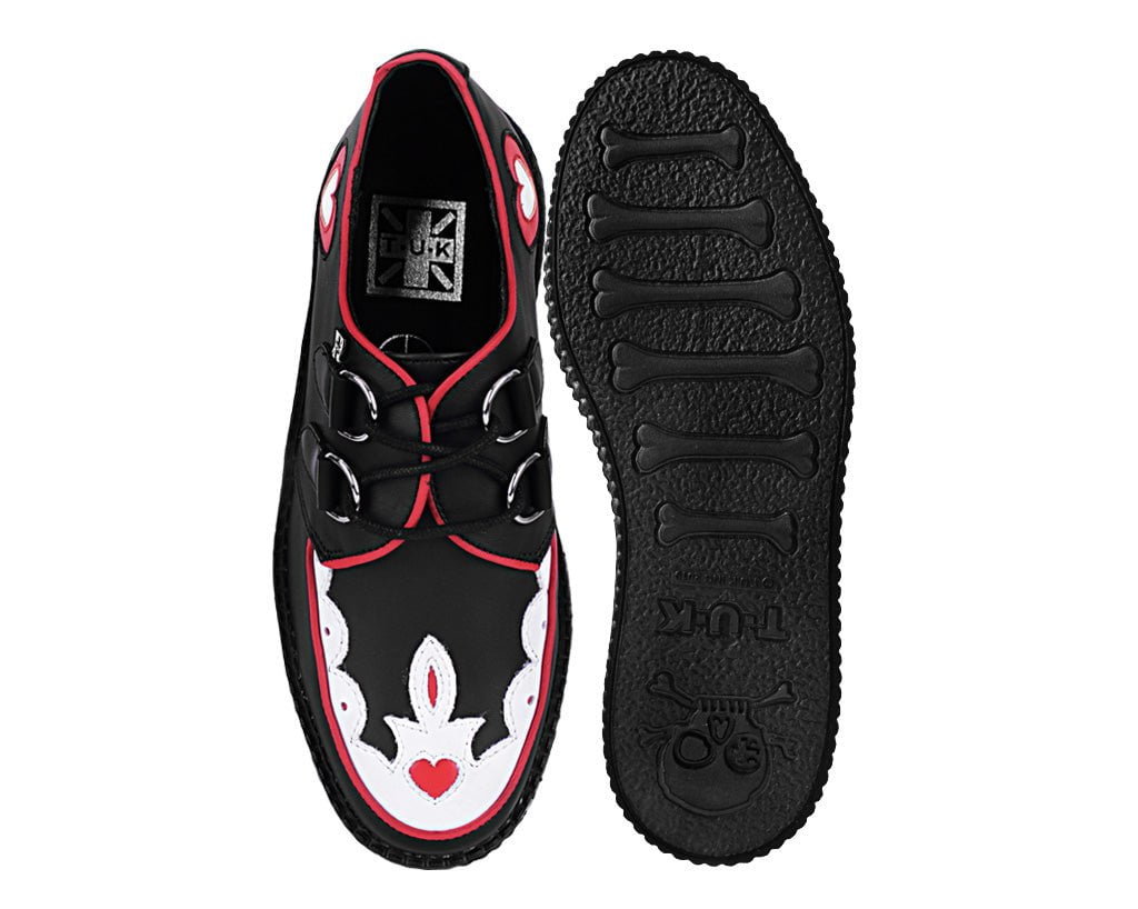 Black & Red Scallop Heart Viva Mondo Creeper - T.U.K.V3257-03