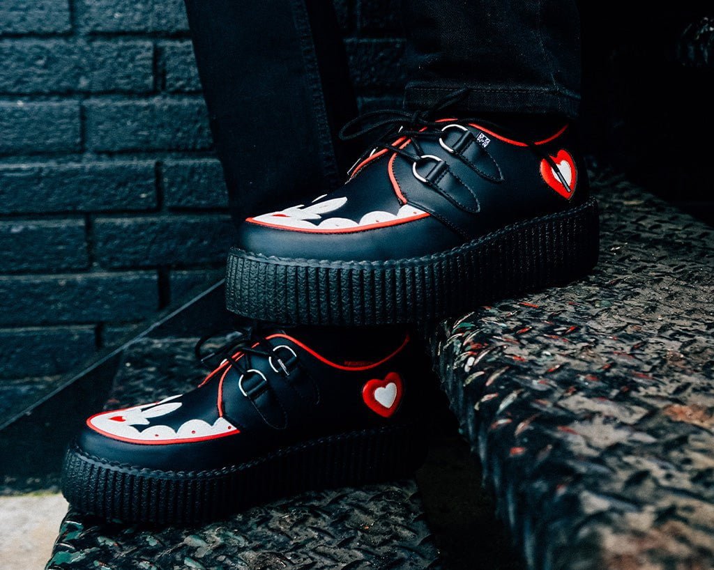Black & Red Scallop Heart Viva Mondo Creeper - T.U.K.V3257-03