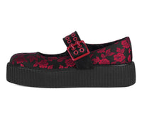 V3407L Black & Red Silk Flower Mondo Mary Jane