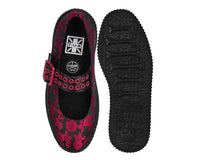 V3407L Black & Red Silk Flower Mondo Mary Jane