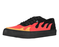 A3349 Black & Red Suede Flame Creeper Sneaker