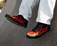 A3349 Black & Red Suede Flame Creeper Sneaker