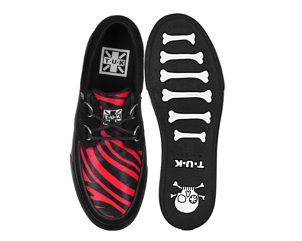 A3400 Black &Red Zebra Suede Creeper Sneaker