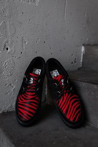 A3400 Black &Red Zebra Suede Creeper Sneaker