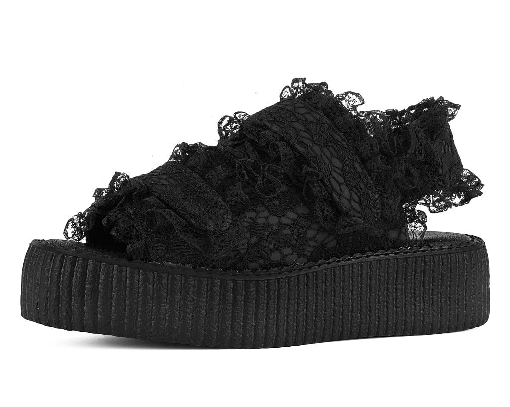 Black Ruffle Viva Mondo Sandal - T.U.K.V3458L-05