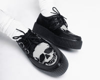 Black Satin Glow Skull Viva Mondo Creeper - T.U.K.V3221-03