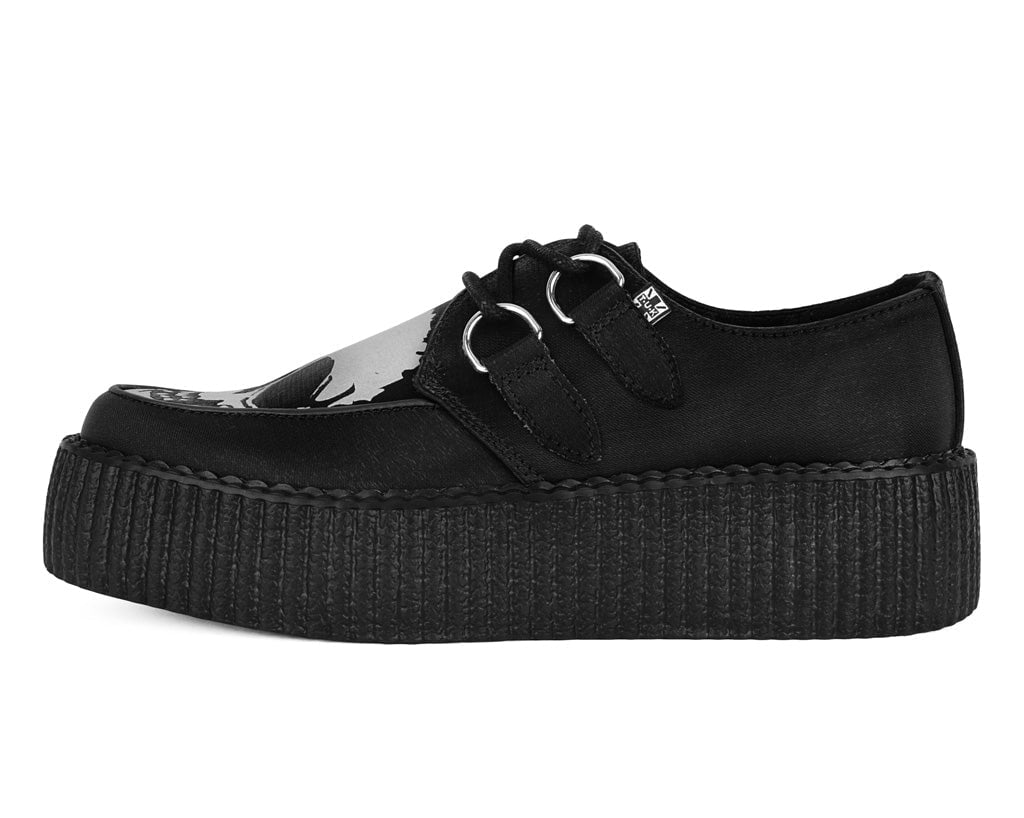 Black Satin Glow Skull Viva Mondo Creeper - T.U.K.V3221-03
