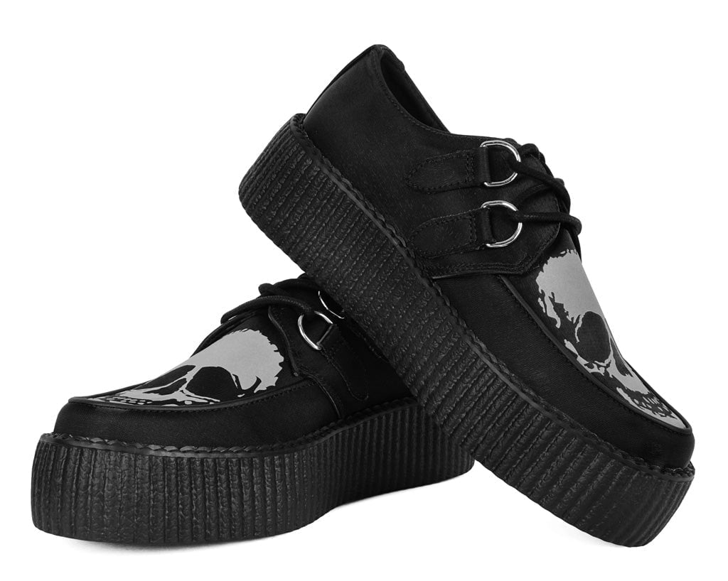 Black Satin Glow Skull Viva Mondo Creeper - T.U.K.V3221-03